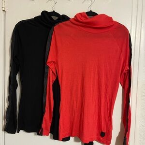 2 Spyder active sports turtle neck top Women’s Large Faux Leather Stripes